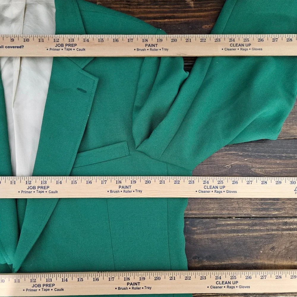 Stafford Men's Sport Coat Blazer Two Button Solid Green Poly Wool Size 46L